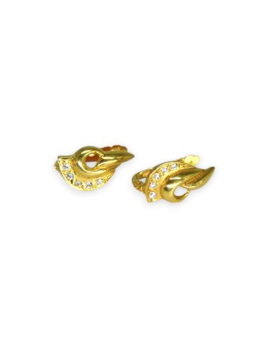 Pendientes Hoja Circonitas - Oro 18K