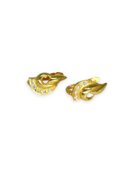 Pendientes Hoja Circonitas - Oro 18K