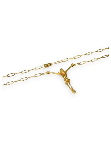 Cadena eslabón forzada con cristo Dalí 44cm oro 18k - Joyería Orocash