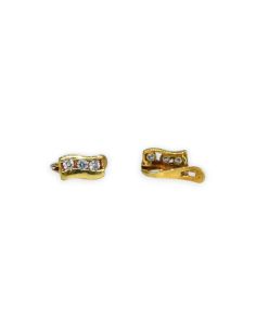 Pendientes banda rectangular con trilogía de circonitas oro 18k - Joyería Orocash 2