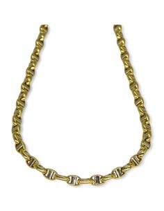 Cadena eslabón ancla forzada oro bicolor 18k - 60x0.4cm - Joyería Orocash