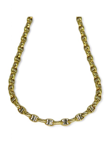 Cadena eslabón ancla forzada ancha 60cm oro bicolor 18k - Joyería Orocash