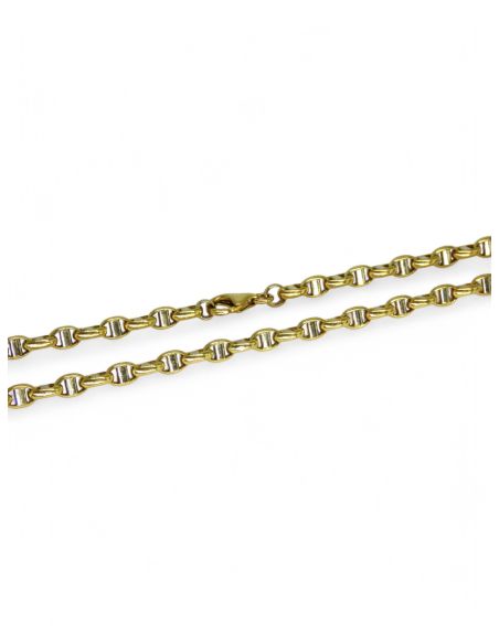 Cadena eslabón ancla forzada ancha 60cm oro bicolor 18k - Joyería Orocash