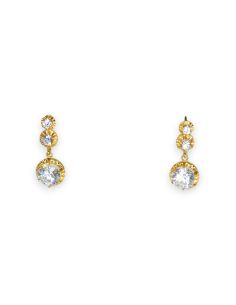 Pendientes largos con circonitas oro 18k - Joyería Orocash