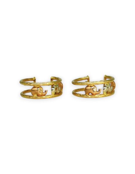 Pendientes aro elefantes oro tricolor 18k - 2.4cm - Joyería Orocash