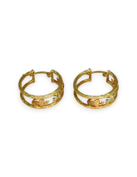 Pendientes aro elefantes oro tricolor 18k - 2.4cm - Joyería Orocash