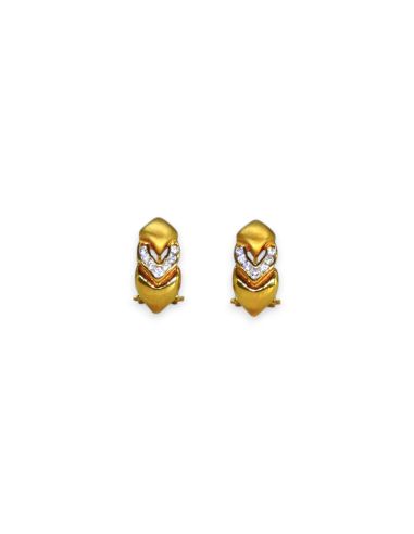 Pendientes en flecha con circonitas brillo mate oro 18k - Joyería Orocash