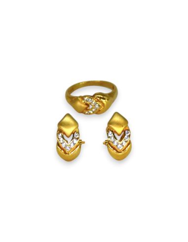 Pendientes en flecha con circonitas brillo mate oro 18k - Joyería Orocash