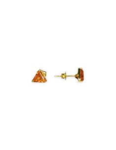 Pendientes botón con piedra ámbar en talla triangular oro 18k - Joyería Orocash 2