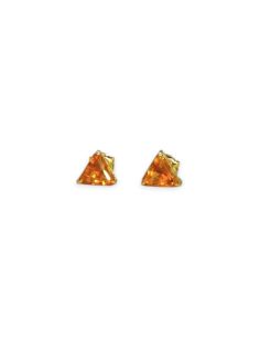 Pendientes botón con piedra ámbar en talla triangular oro 18k - Joyería Orocash