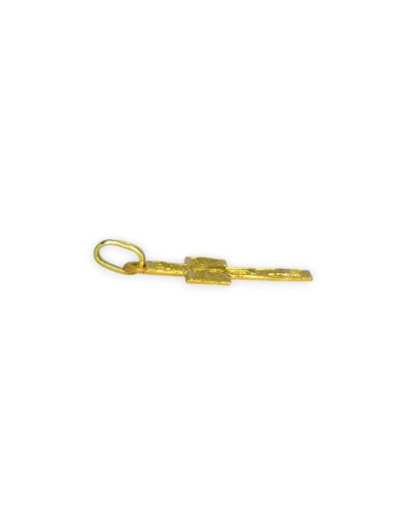 Cruz plana cuadrada labrada oro 18k - 3.2cm - Joyería Orocash