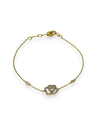 Pulsera flor circonitas moruna 18cm oro 18k - Joyería Orocash