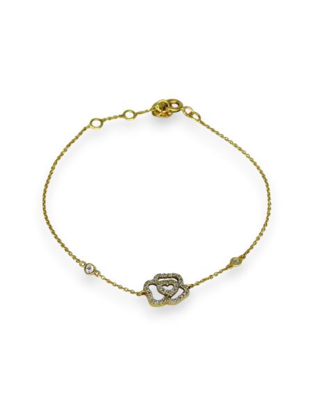 Pulsera flor circonitas moruna 18cm oro 18k - Joyería Orocash