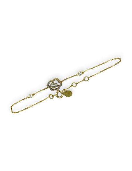 Pulsera flor circonitas moruna 18cm oro 18k - Joyería Orocash