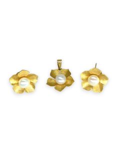 Pendientes hoja con perla oro 18k - Joyería Orocash 2