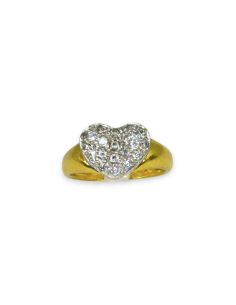 Anillo Corazón Pavé Circonitas - Oro Bicolor 18K