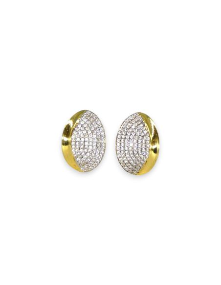 Pendientes banda circonitas y pulido oro 18k - Joyería Orocash