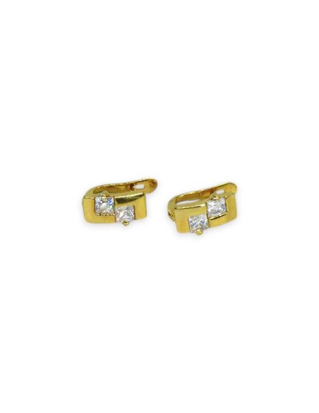 Pendientes rectangulares con dos circonitas cuadradas oro 18k - Joyería Orocash