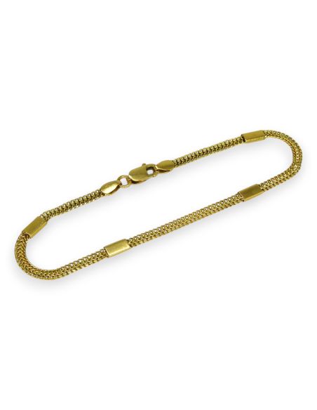 Pulsera eslabón bismark y cuatro barras 18cm oro 18k - Joyería Orocash