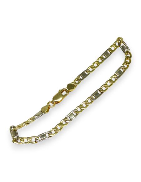 Pulsera plana eslabón 3x1 oro 18k - 18cm