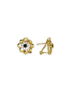 Pendientes flor calada con circonitas oro 18k