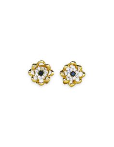 Pendientes flor calada con circonitas oro 18k 2