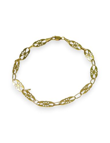 Pulsera óvalos calados oro 20cm 18k - Joyería Orocash