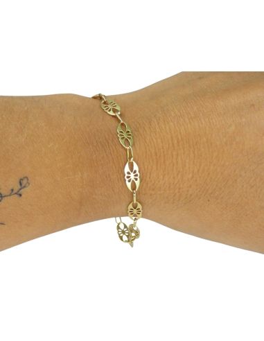 Pulsera óvalos calados oro 20cm 18k - Joyería Orocash