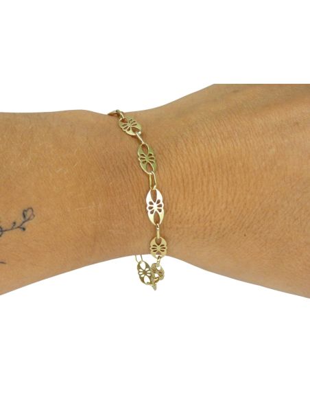 Pulsera óvalos calados oro 20cm 18k - Joyería Orocash
