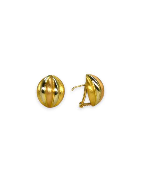 Pendientes media concha brillo satinado oro 18k - Joyería Orocash