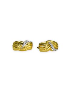 Pendientes líneas con circonitas oro bicolor 18k - Joyería Orocash 2