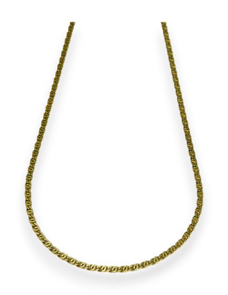 Cadena eslabón doble barbada maciza 45cm oro 18k - Joyería Orocash