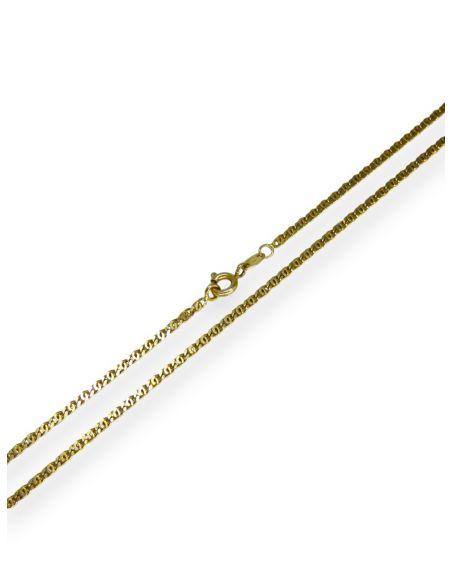 Cadena eslabón doble barbada maciza 45cm oro 18k - Joyería Orocash