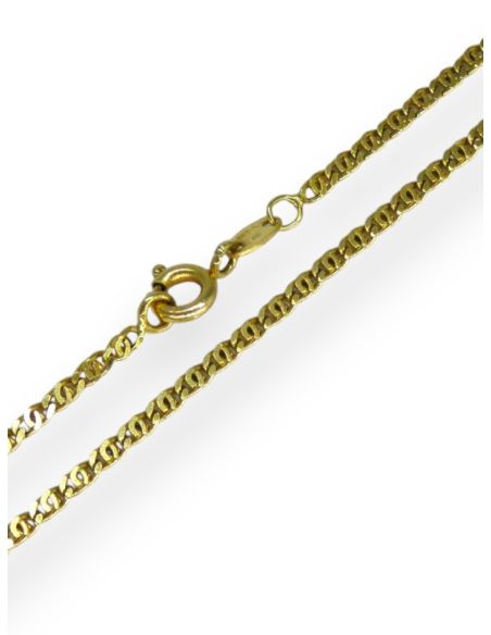 Cadena eslabón doble barbada maciza 45cm oro 18k - Joyería Orocash
