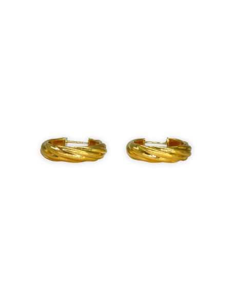 Pendientes aros líneas pulido satinado 2cm oro 18k - Joyería Orocash