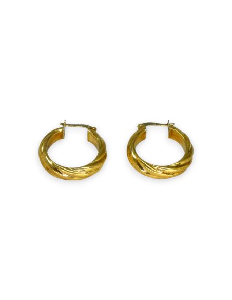 Pendientes aros líneas pulido satinado 2cm oro 18k - Joyería Orocash