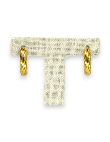 Pendientes aros líneas pulido satinado 2cm oro 18k - Joyería Orocash