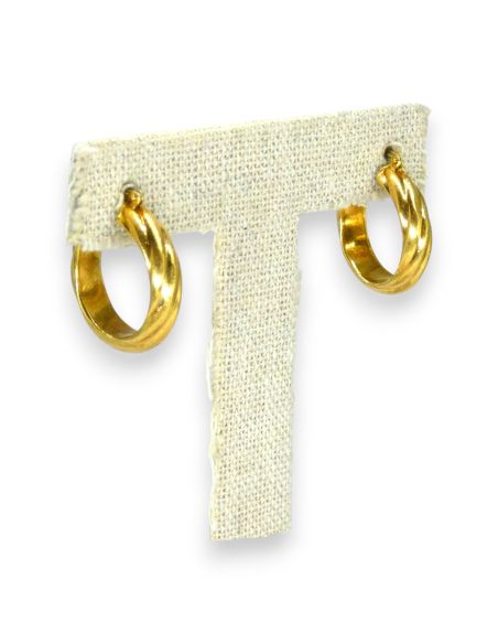Pendientes aros líneas pulido satinado 2cm oro 18k - Joyería Orocash