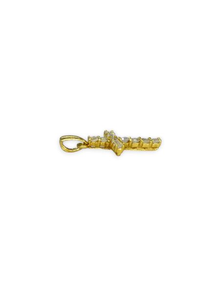 Colgante cruz con circonitas 2cm oro 18k - Joyería Orocash