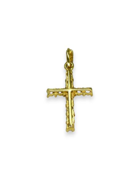 Colgante cruz con circonitas 2cm oro 18k - Joyería Orocash