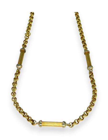 Cadena eslabón bauleta con cuatro barras 45cm oro 18k - Joyería Orocash