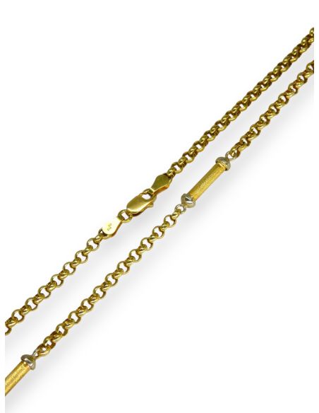 Cadena eslabón bauleta con cuatro barras 45cm oro 18k - Joyería Orocash