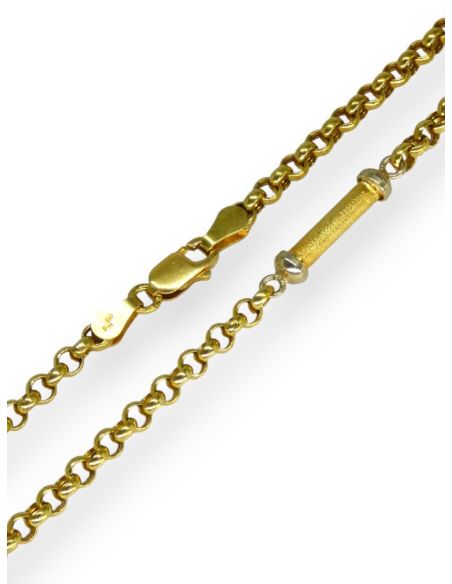 Cadena eslabón bauleta con cuatro barras 45cm oro 18k - Joyería Orocash