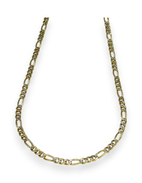 Cadena eslabón 3x1 satinada 30cm oro bicolor 18k - Joyería Orocash