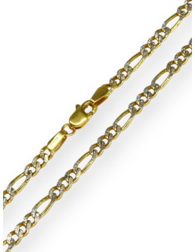 Cadena eslabón 3x1 satinada 30cm oro bicolor 18k - Joyería Orocash