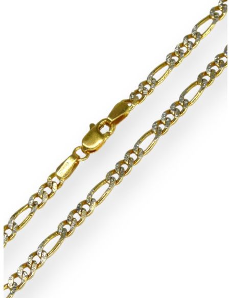 Cadena eslabón 3x1 satinada 30cm oro bicolor 18k - Joyería Orocash