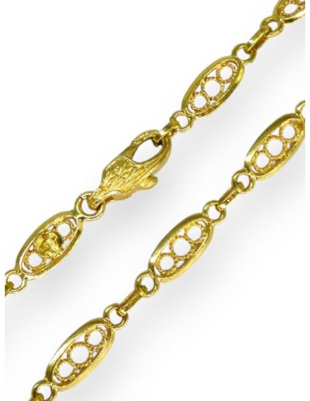 Gargantilla eslabón ovalado calado con círculos 50cm oro 18k - Joyería Orocash