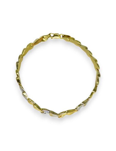 Pulsera eslabón en "y" 18cm oro bicolor de 18k - Joyería Orocash