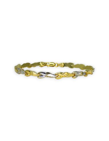 Pulsera eslabón en "y" 18cm oro bicolor de 18k - Joyería Orocash