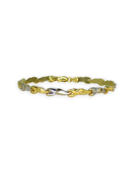Pulsera eslabón en "y" 18cm oro bicolor de 18k - Joyería Orocash